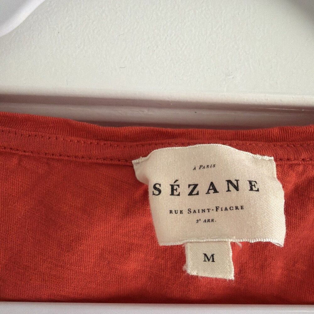 Sézane Orange Organic Cotton Parisian T-Shirt Women's Size medium - Picture 2 of 5